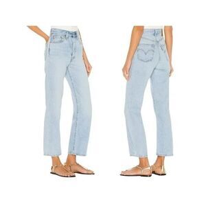 27 Levi's High-Rise Ribcage Straight Button Fly Light Wash